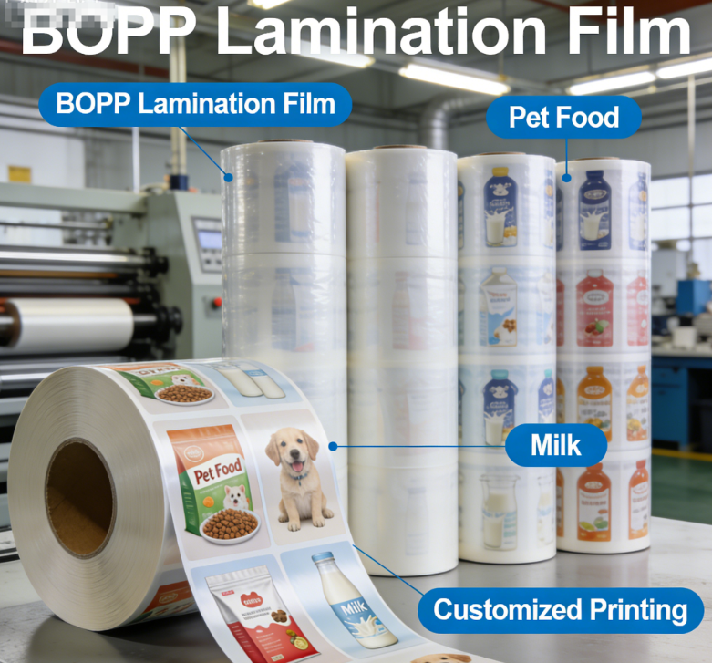 Filem Laminasi BOPP Gred Makanan Gulung Filem Pembungkusan Fleksibel Bercetak Tersuai