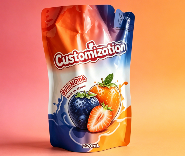220ml Puree Buah Mangga Terbina Dalam Beg Pembungkusan Minuman Bercetak Tersuai